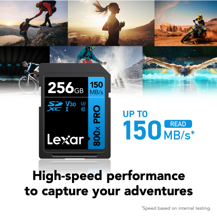  Lexar 256GB High-Performance 800x PRO SDHC/SDXC UHS-I Card BLUE Series